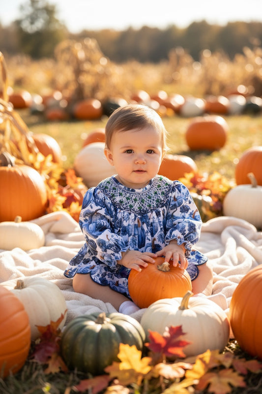 Blue Chinoiserie Pumpkins Bloomer Set