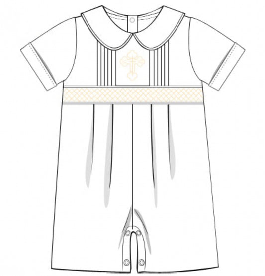 Orthodox Cross Smocked Baby Boy Shortall