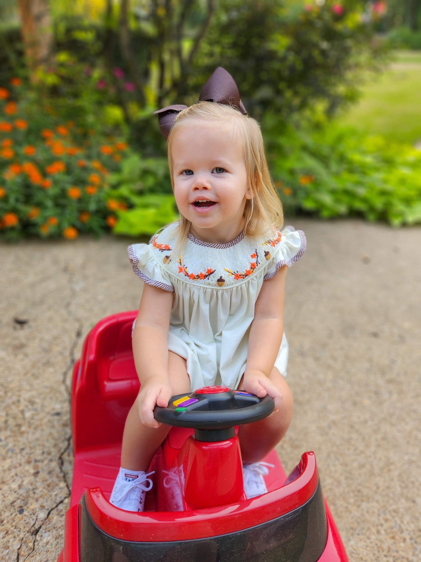 Autumn Acorn Smocked Bloomer Set
