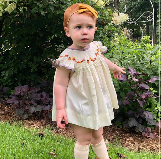 Autumn Acorn Smocked Bloomer Set