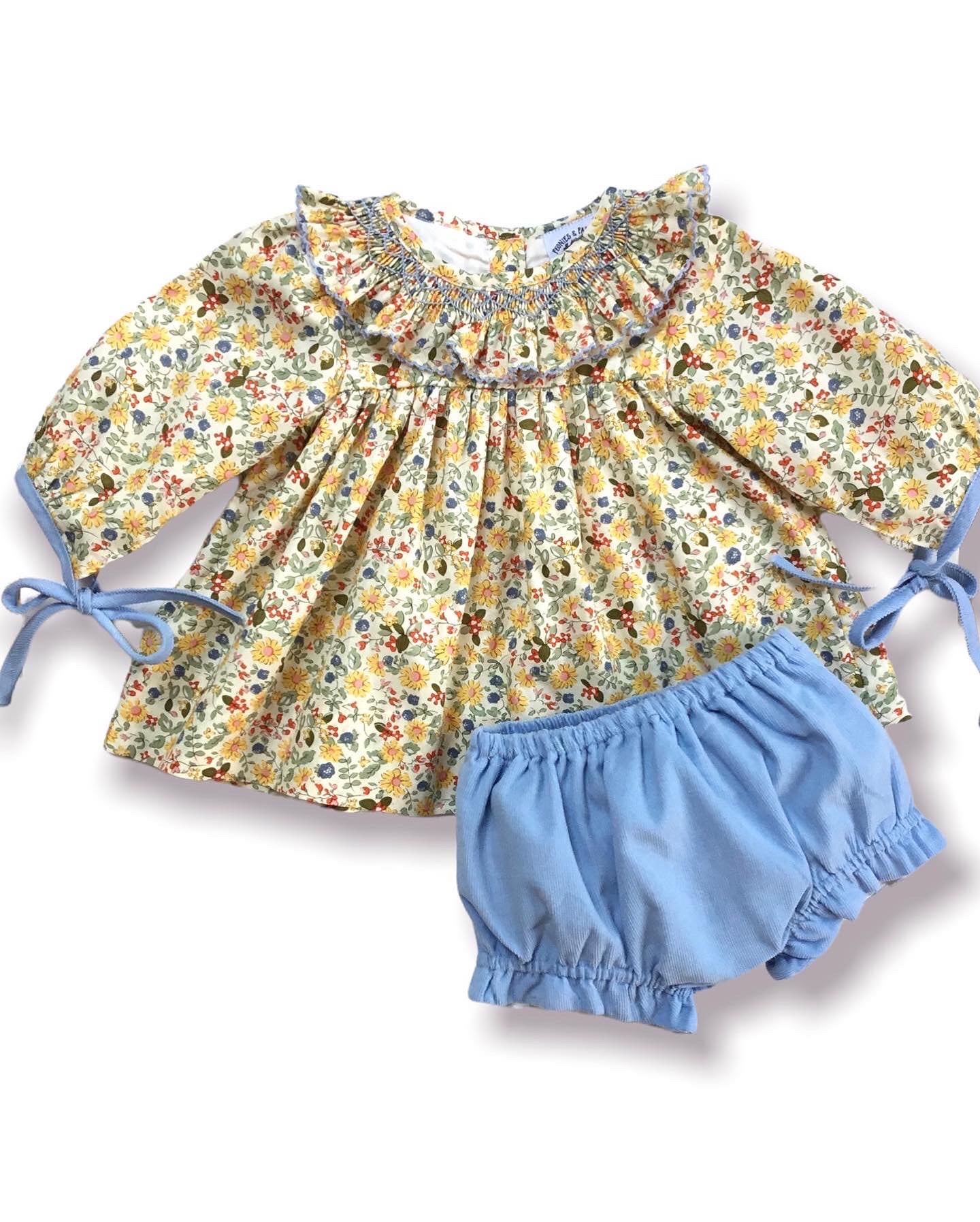 Fall Floral Smocked Bloomer Set