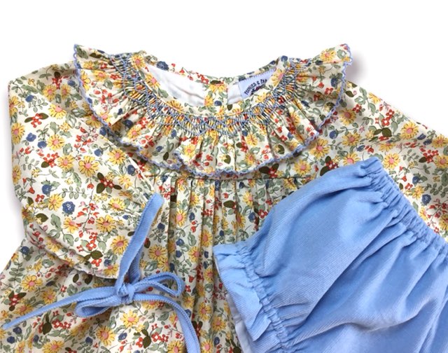 Fall Floral Smocked Bloomer Set