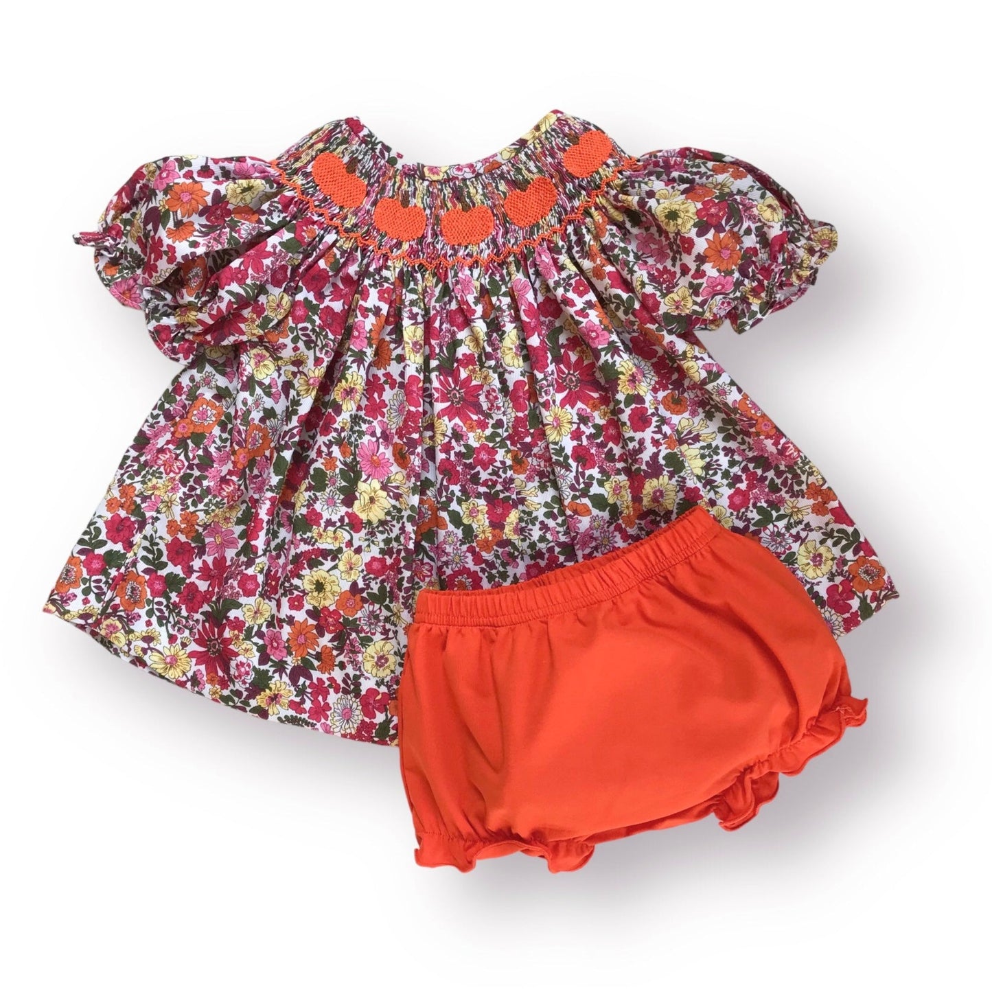 Harvest Pumpkin Smocked Bloomer Set