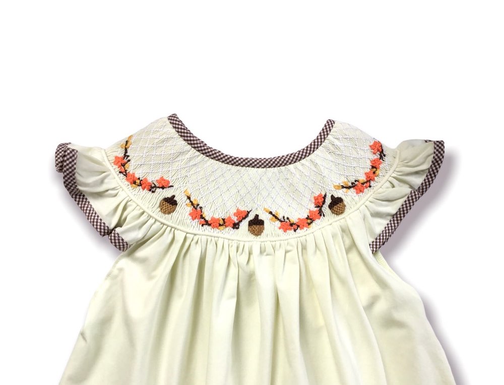 Autumn Acorn Smocked Bloomer Set