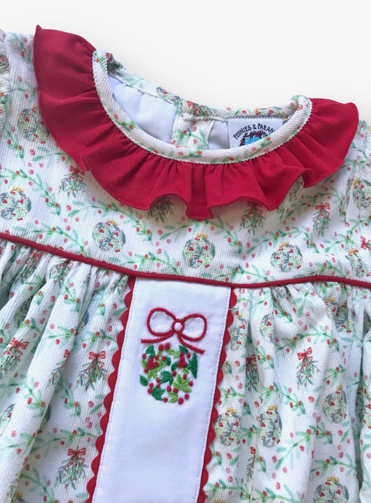 Bow on the Mistletoe Embroidered Dress