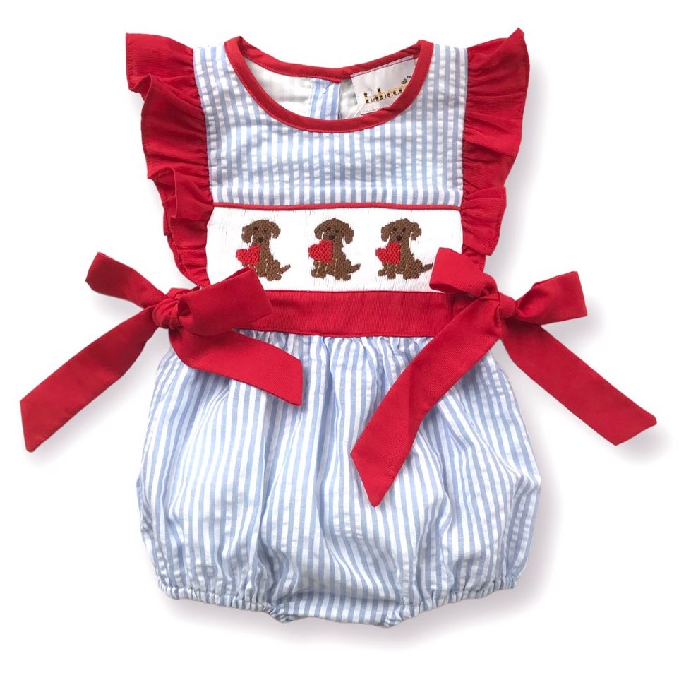 Puppy Love Smocked Bubble
