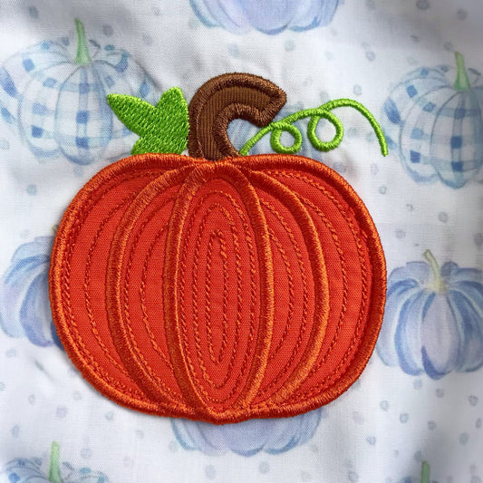 Blue Pumpkin Applique Scalloped Bubble