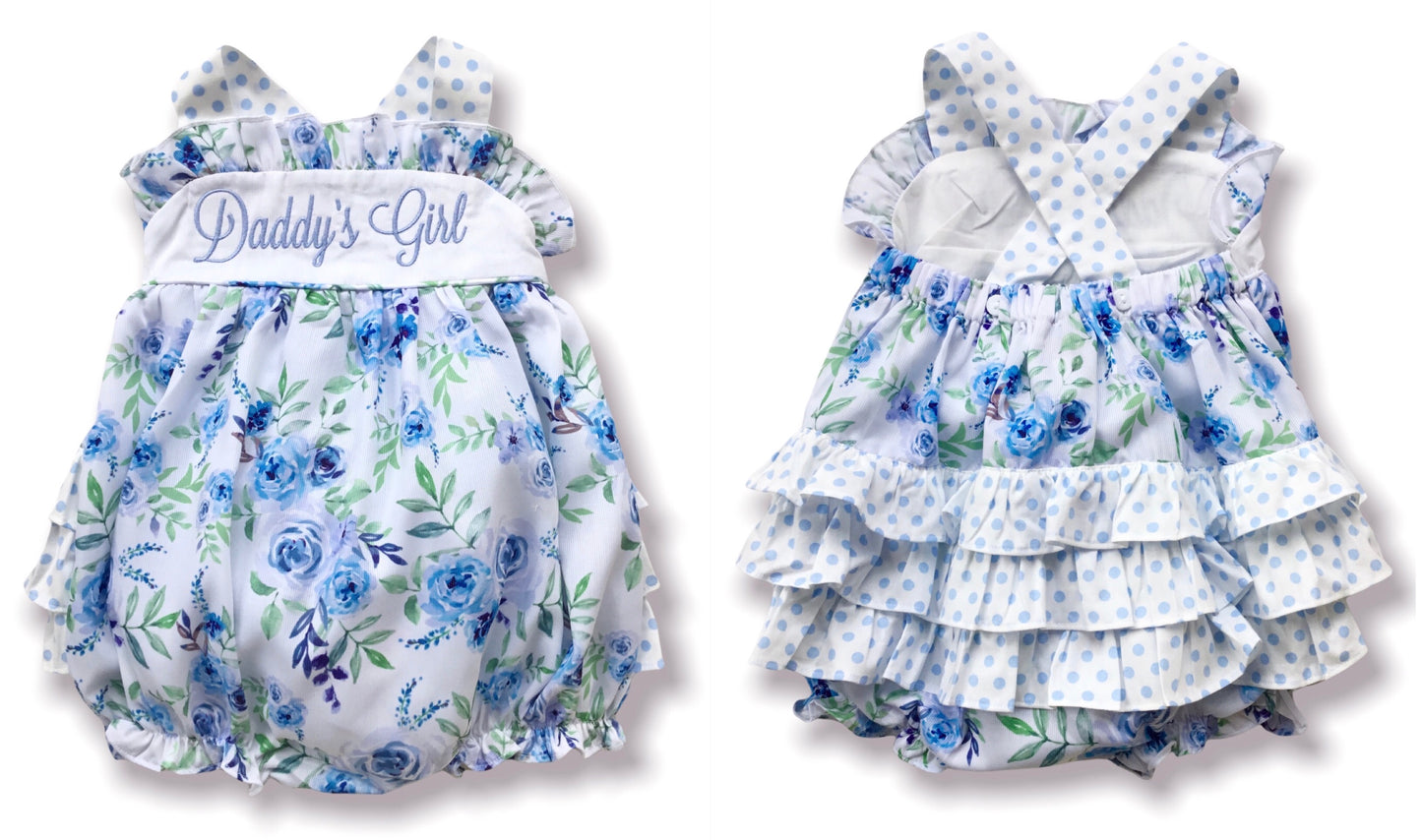 Daddy's Girl Sapphire Rose Ruffle Bum Bubble