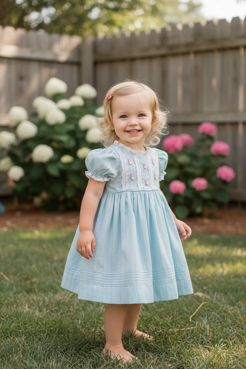 Vintage Inspired Linen Bunny Dress