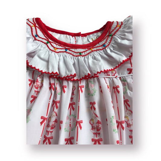 Red Bows Santa Print Dress