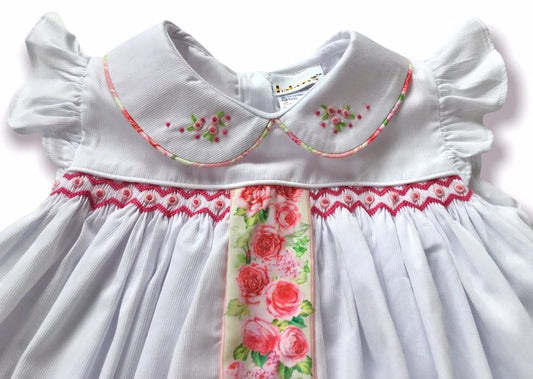 Whimsical Roses White Dress