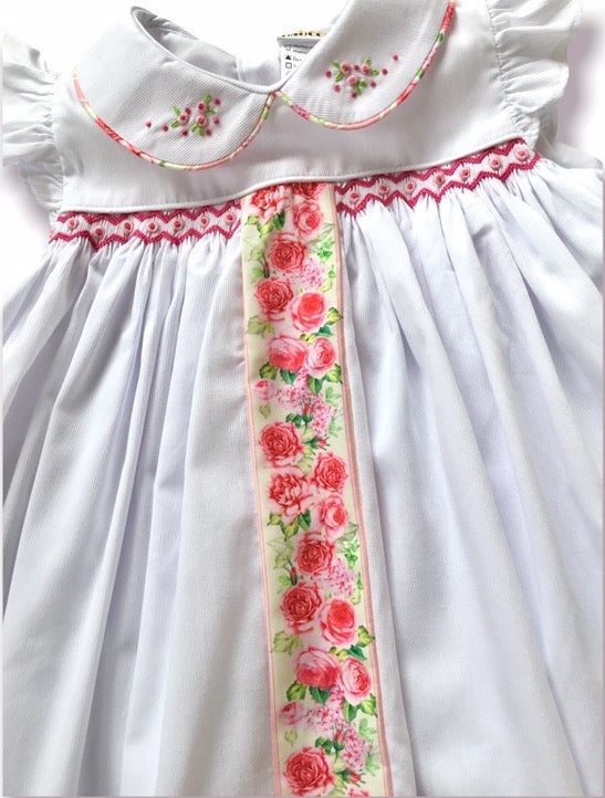 Whimsical Roses White Dress
