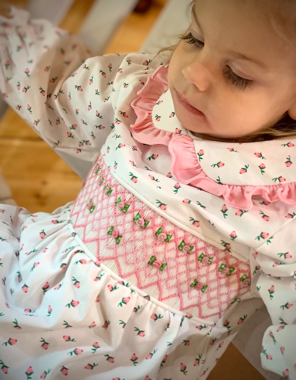 Classic Rosebuds Smocked Footie