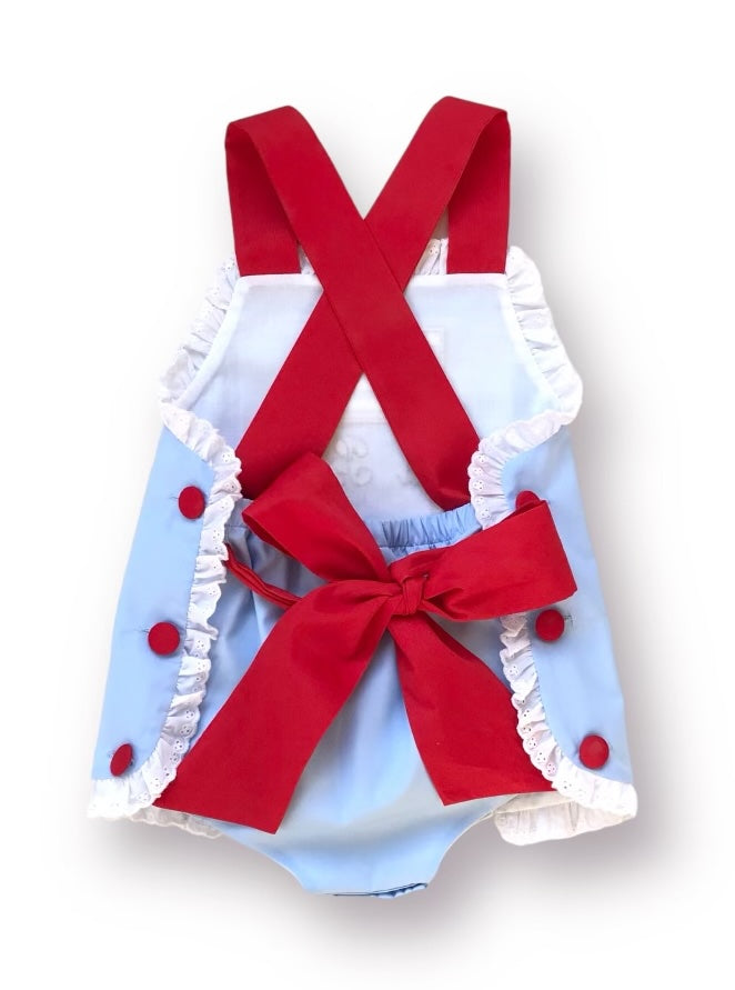 God Bless America Eyelet Ruffle Bow Back Sunsuit