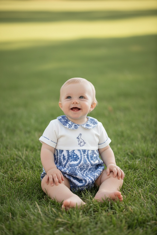 Blue Toile Easter Boy Bubble