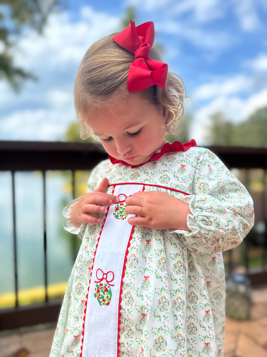Bow on the Mistletoe Embroidered Dress