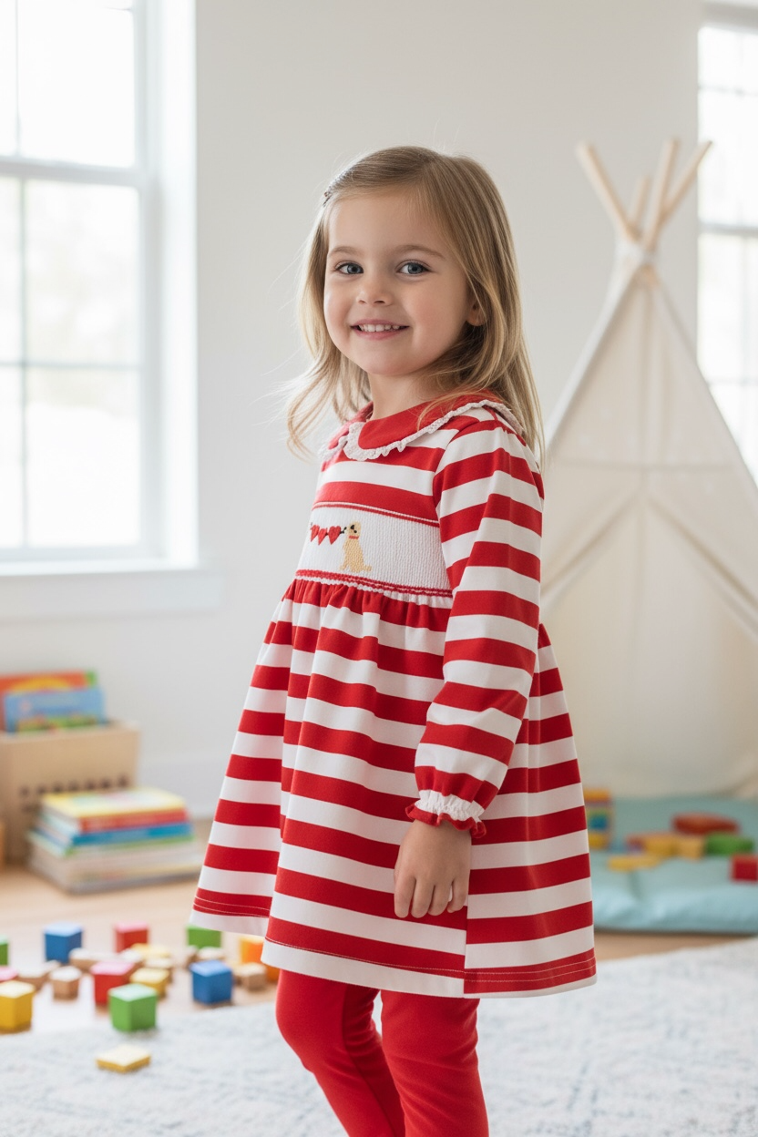 Puppy Love Girls Ruffle Pants Set