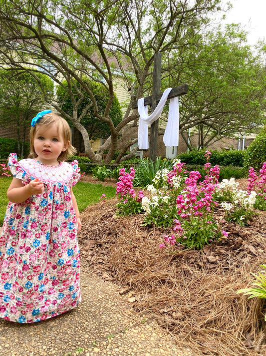 Spring Blossoms Smocked Bishop