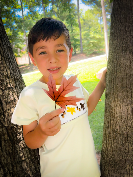 Autumn Acorn Smocked Shorts Set