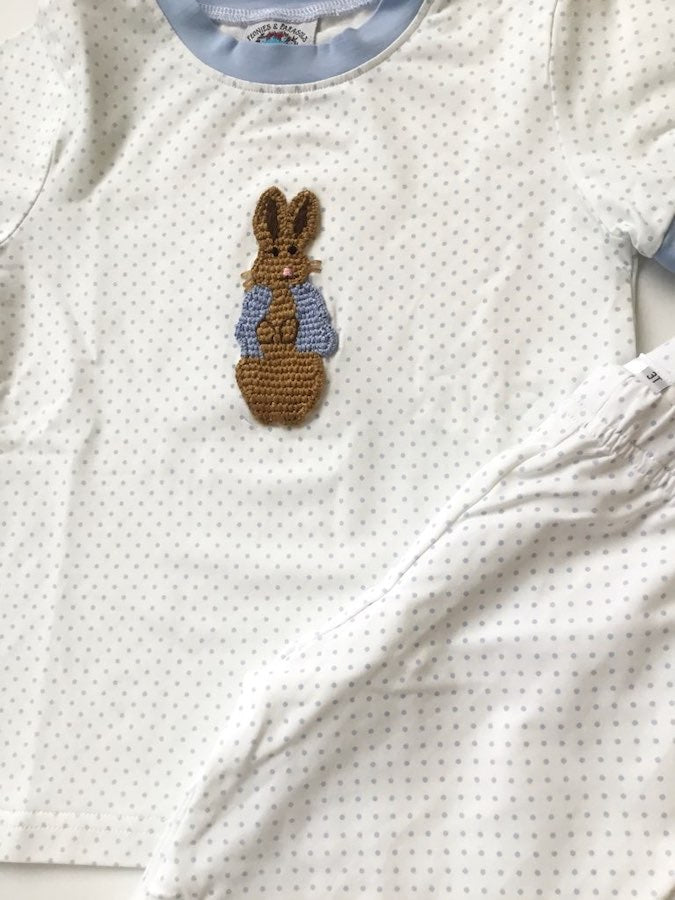 Peter Rabbit Blue Dot Crochet Pajamas