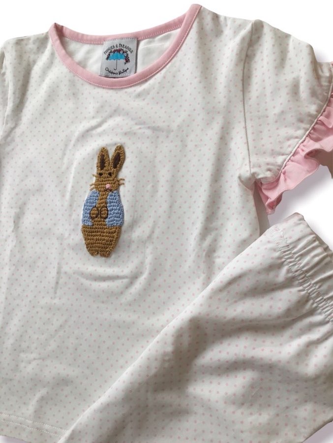 Peter Rabbit Pink Dot Crochet Pajamas