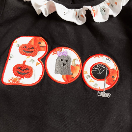 2-Pc Boo Applique Halloween Pants Set