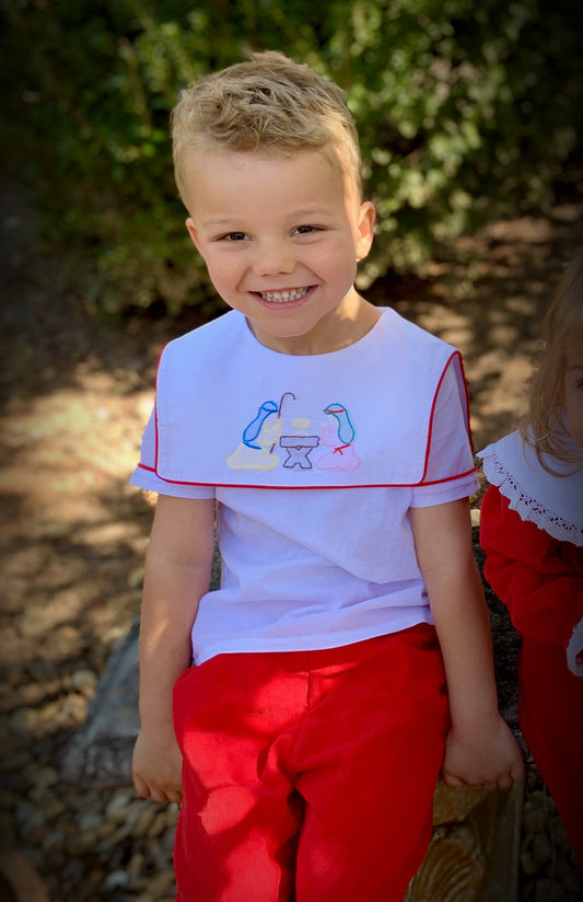 Oh Holy Night Shirt & Red Corduroy Pant Set