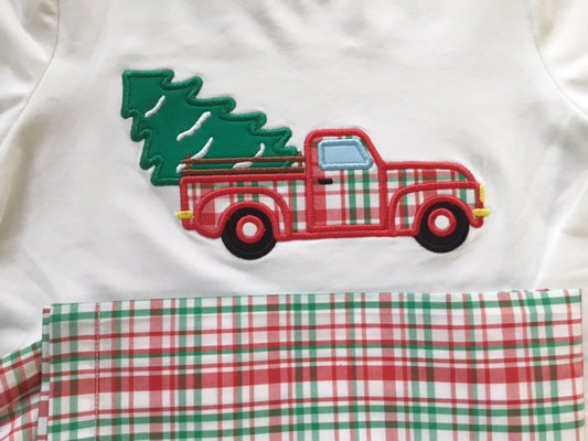 Christmas Plaid Truck Appliqué Pants Set