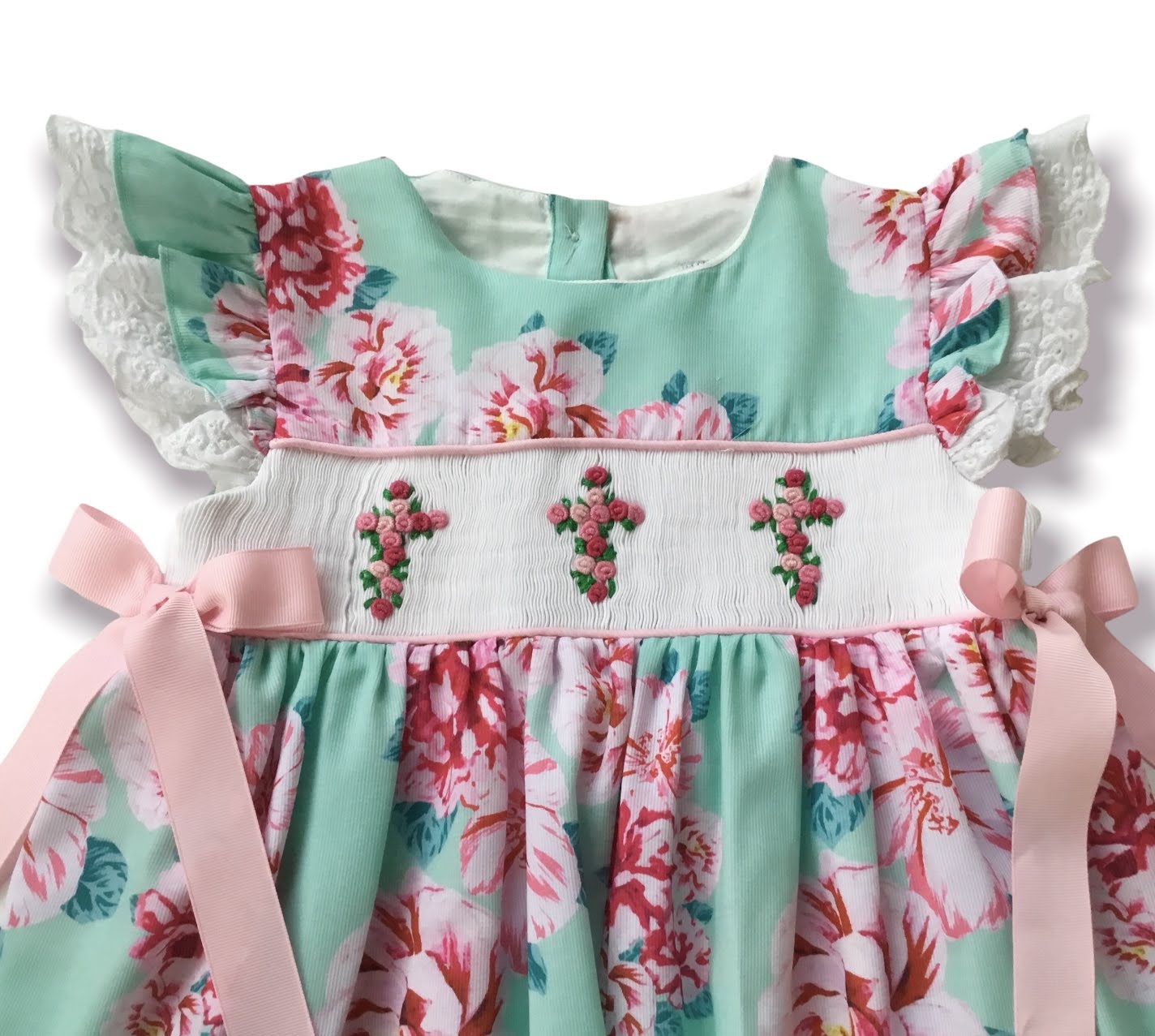 Pretty in Peonies Smocked Crosses Dress