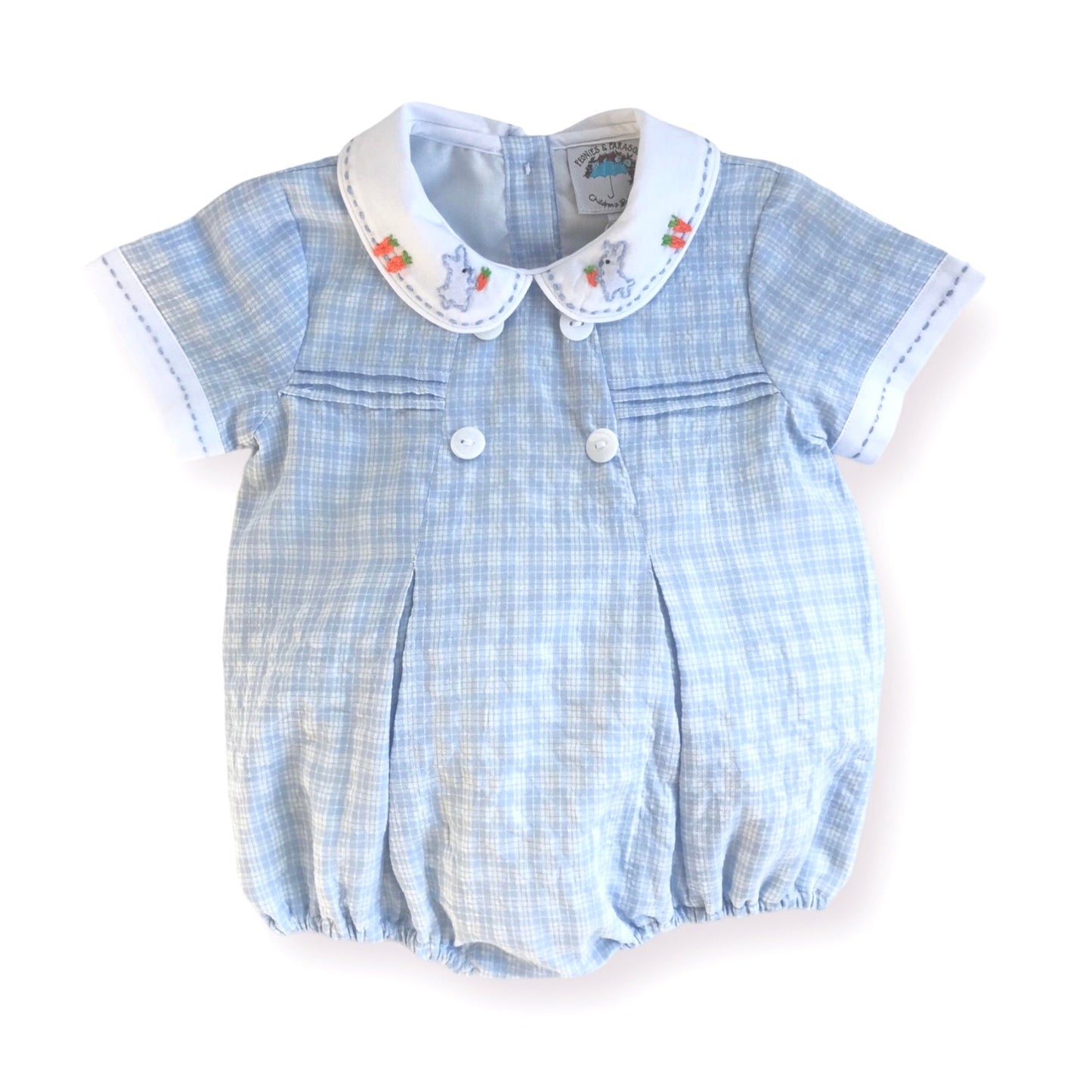 Spring Bunnies Blue Embroidered Bubble