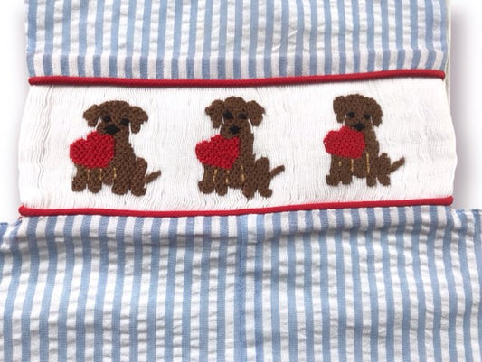Puppy Love Smocked Shortall