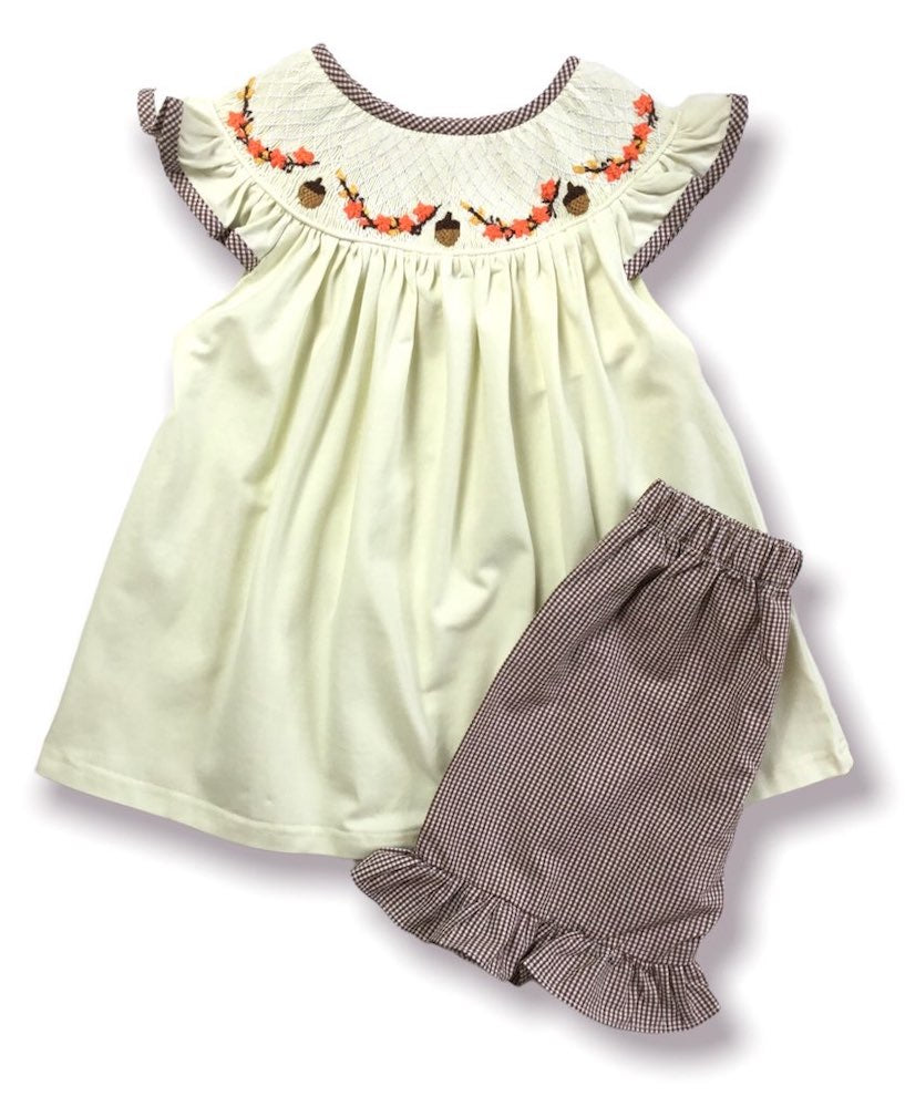 Autumn Acorn Ruffle Shorts Set
