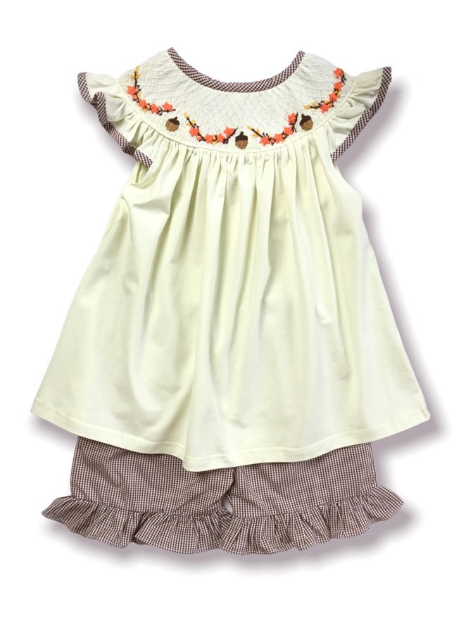 Autumn Acorn Ruffle Shorts Set