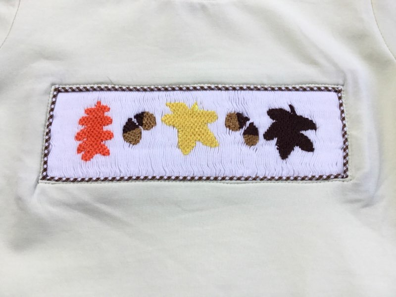 Autumn Acorn Smocked Shorts Set