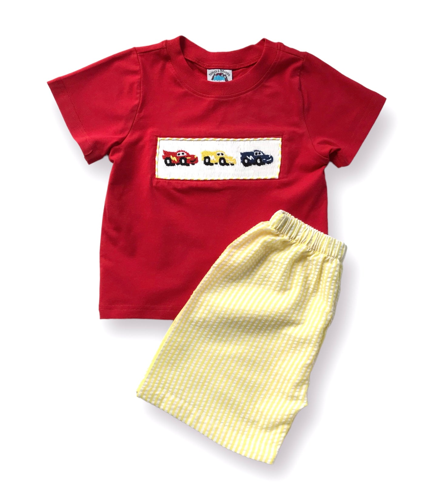 Racecars Smocked Shorts Set