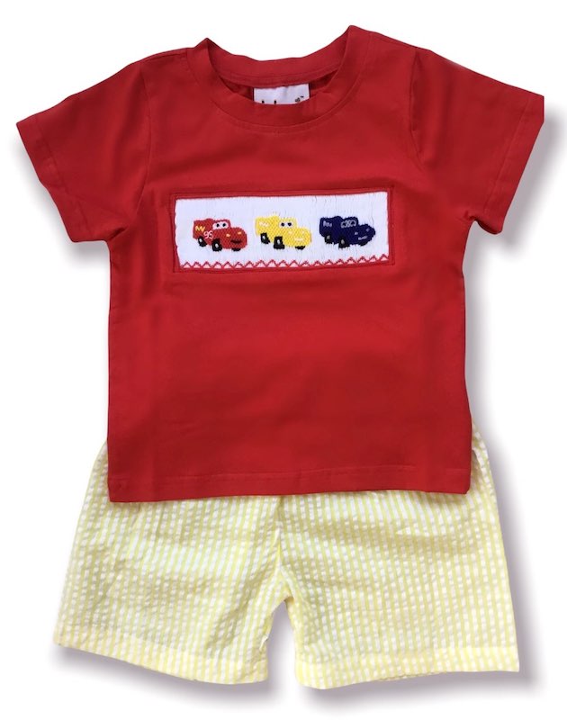 Racecars Smocked Shorts Set