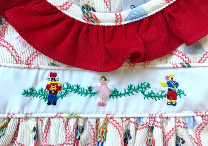 Corduroy Nutcracker Embroidered Christmas Dress