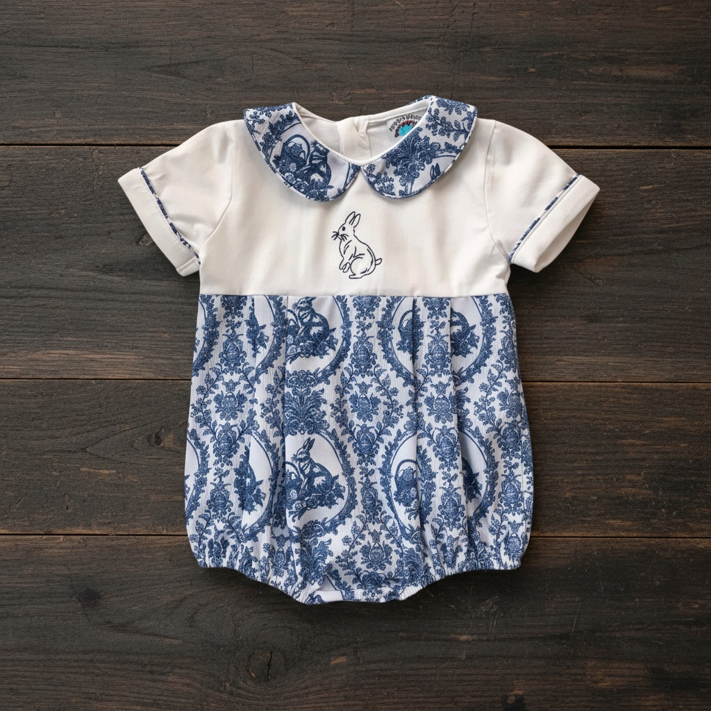Blue Toile Easter Boy Bubble