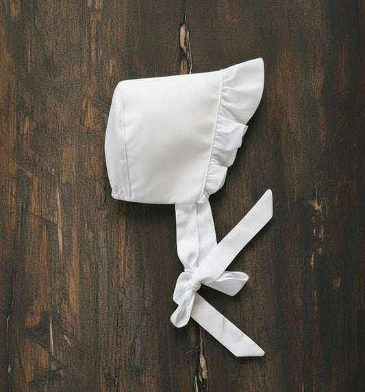 White Ruffle Bonnet