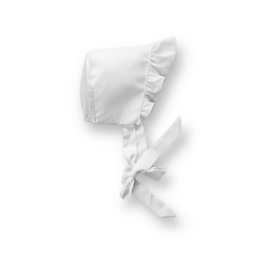 White Ruffle Bonnet