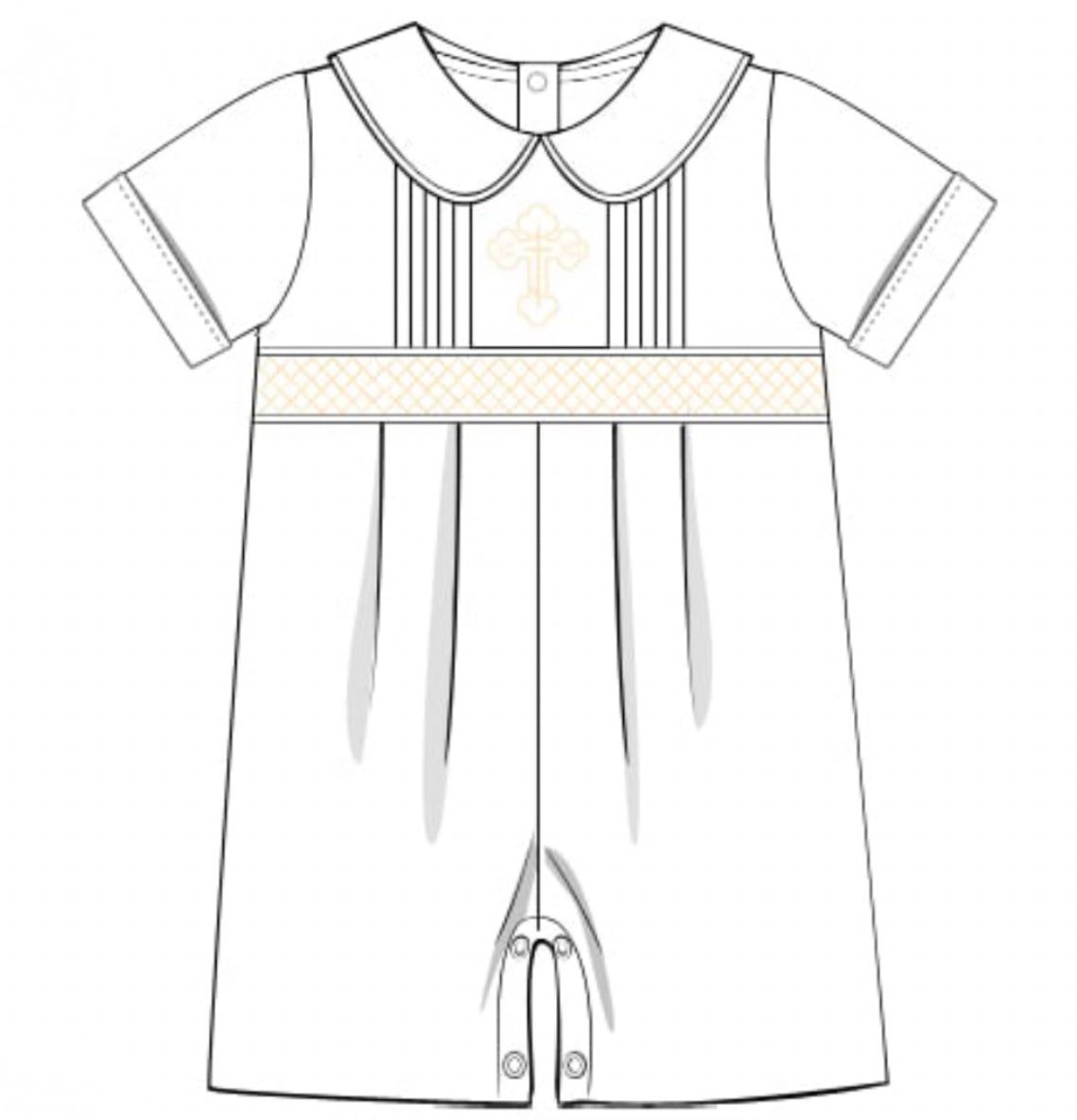 Orthodox Cross Smocked Baby Boy Shortall