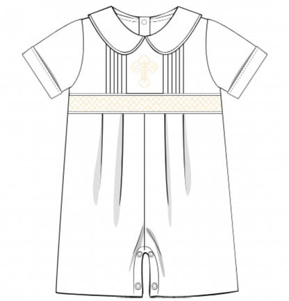 Orthodox Cross Smocked Baby Boy Shortall