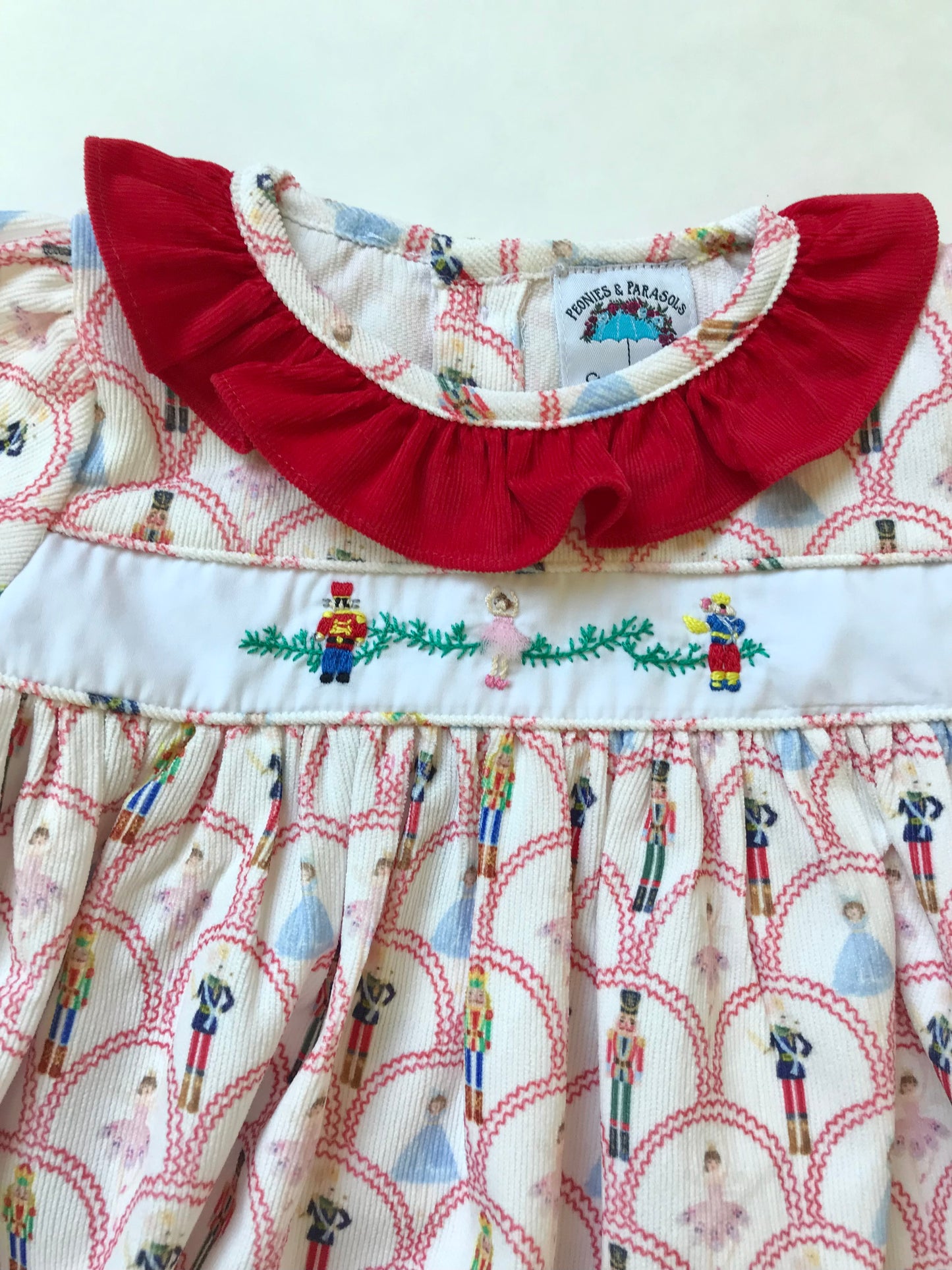 Corduroy Nutcracker Embroidered Christmas Dress
