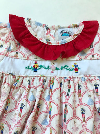 Corduroy Nutcracker Embroidered Christmas Dress