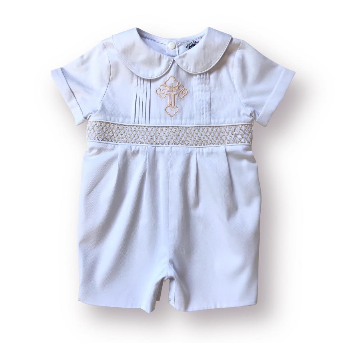 Orthodox Cross Smocked Baby Boy Shortall