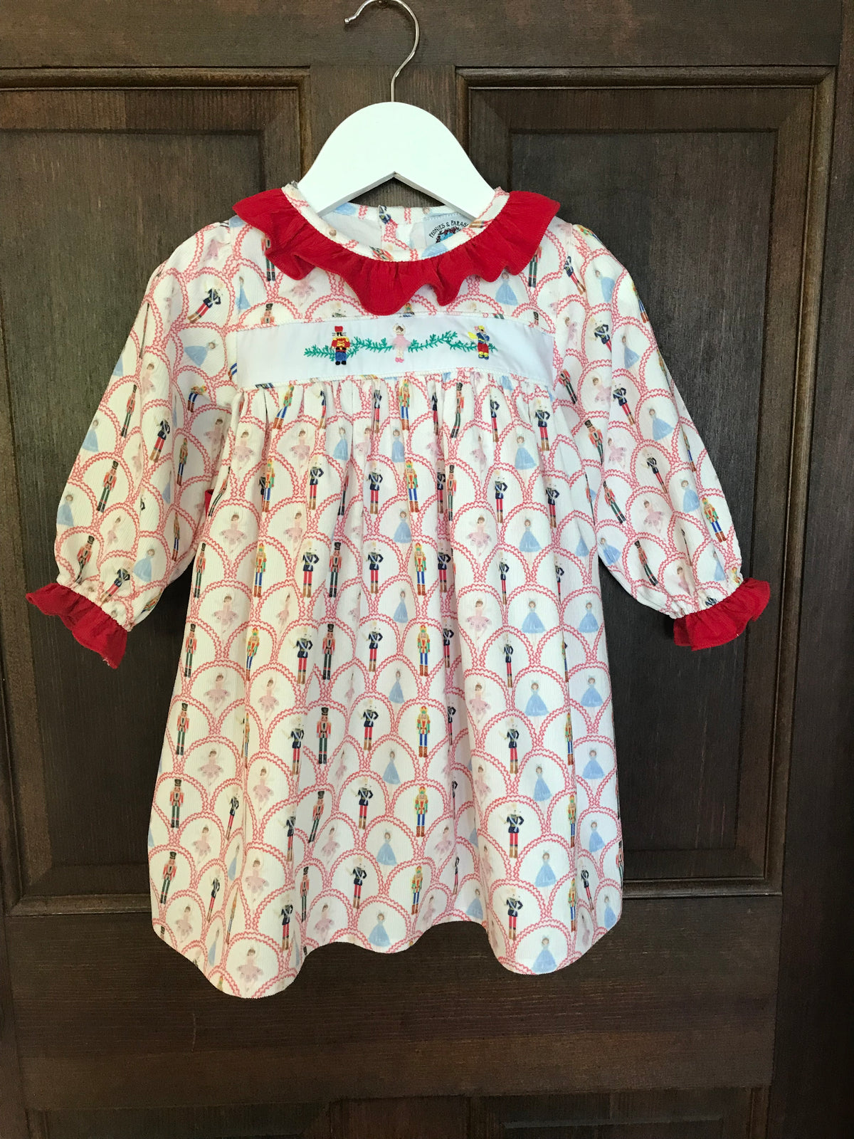 Corduroy Nutcracker Embroidered Christmas Dress