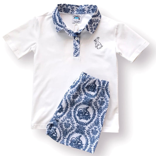 Blue Bunny Easter Shorts Set