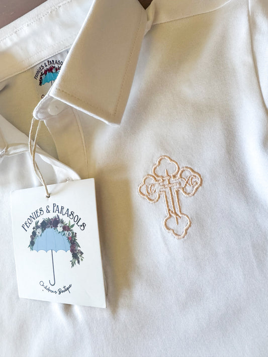 Orthodox Cross Embroidered Polo Shirt