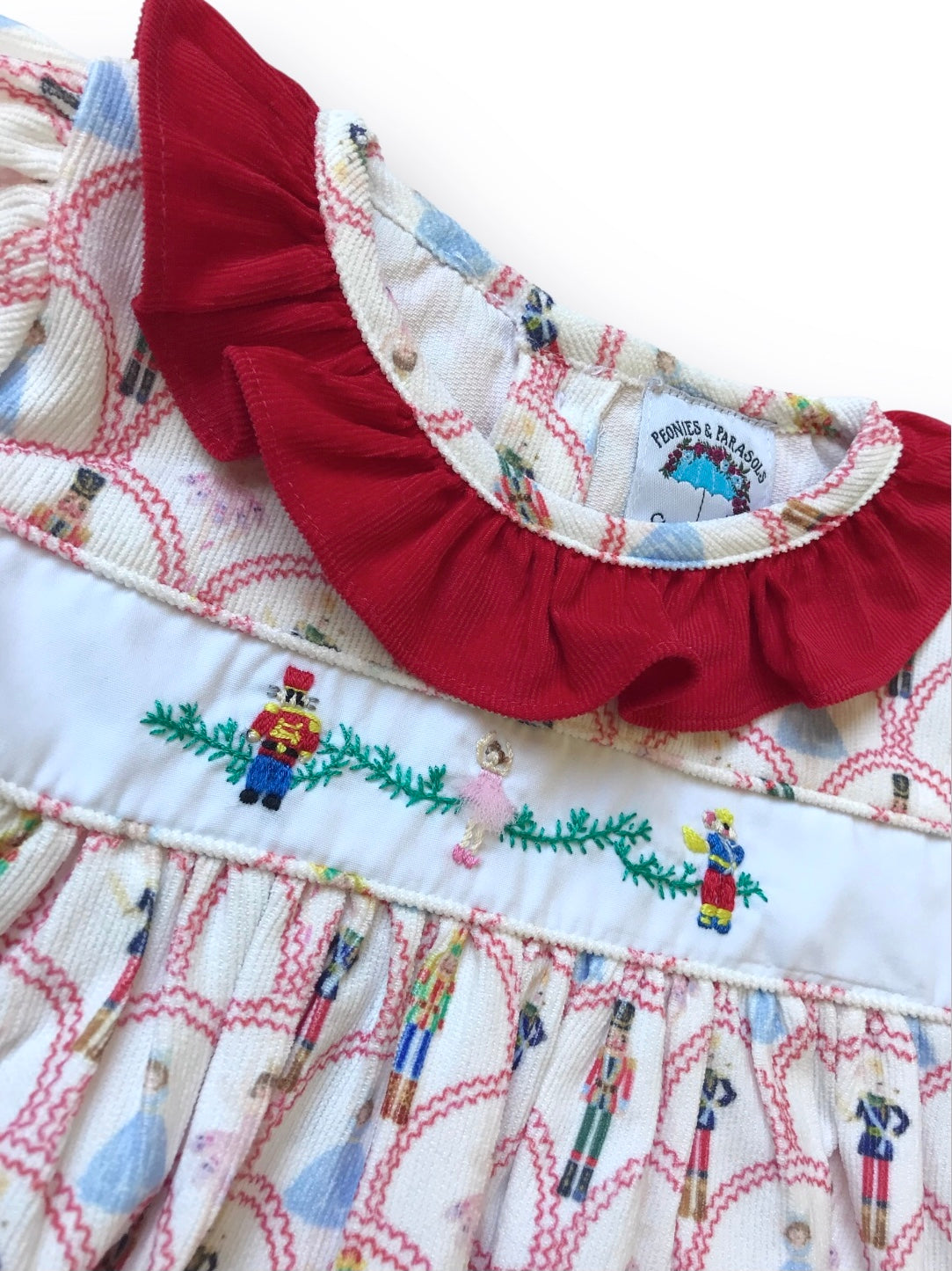 Corduroy Nutcracker Embroidered Christmas Dress