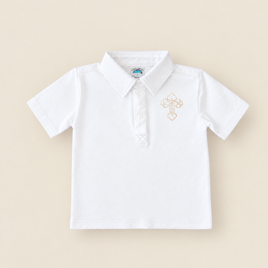 Orthodox Cross Embroidered Polo Shirt